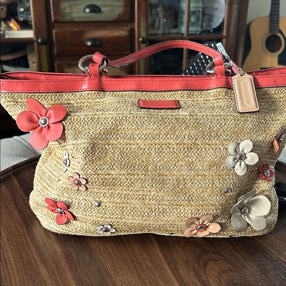 Coach Straw Purse - Picture 3 of 8